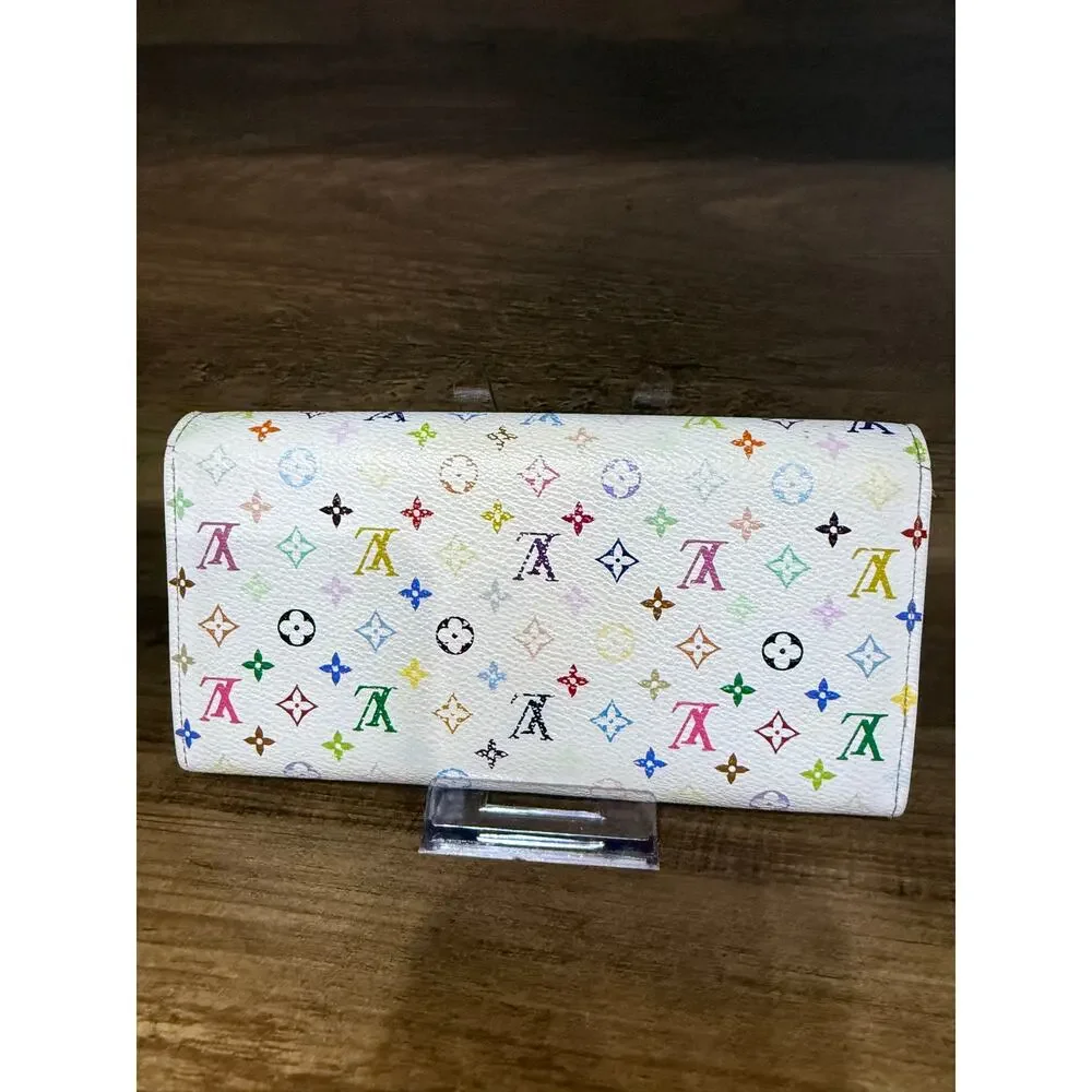 Louis Vuitton Murakami Monogram Multicolore Sarah Wallet Blanc/Grenade with box